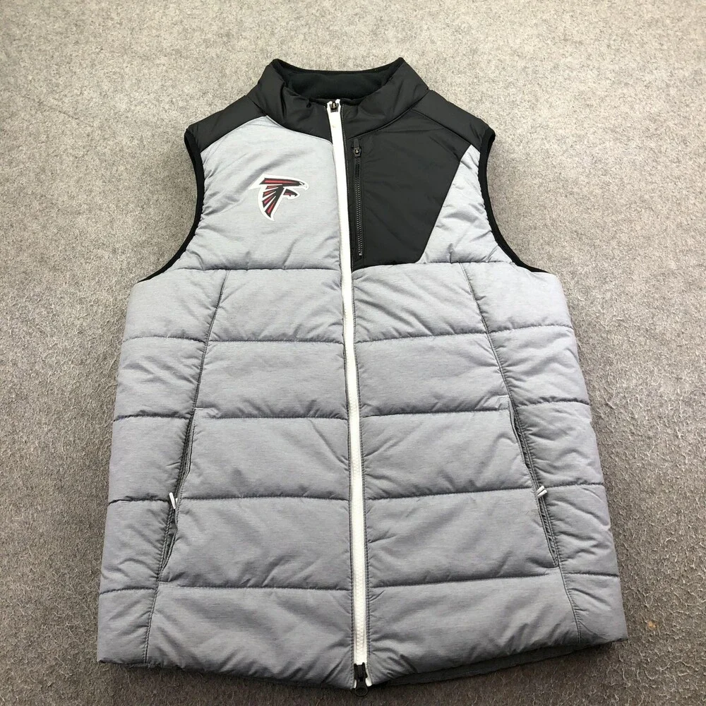 Atlanta Falcons Jacket Vest Mens Small Gray NFL Football Nike Puffer On Field